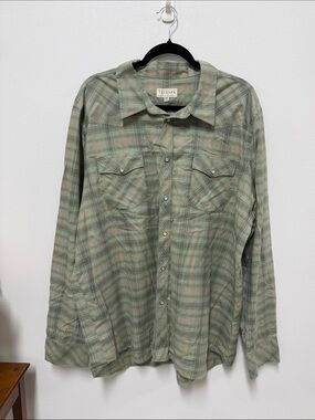 Tecovas Men's Sage Green Plaid Western Button-Down Shirt